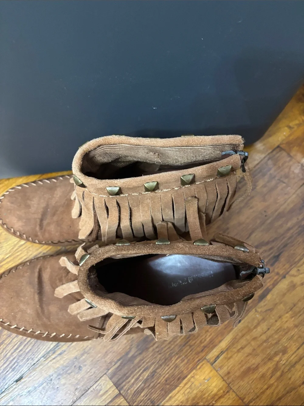 Kids Brown Fringe Suede Ankle Boots - Youth Moccasin Style